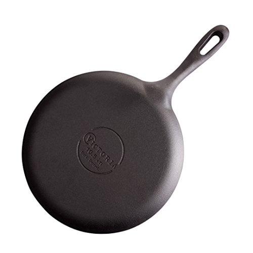 Victoria Cast Iron Round Griddle Pan Seasoned with 100