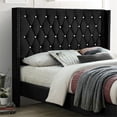 thumbnail image 3 of Better Home Products Alexa Velours Rembourré Lit Grand Plate-Forme en Noir, 3 of 7