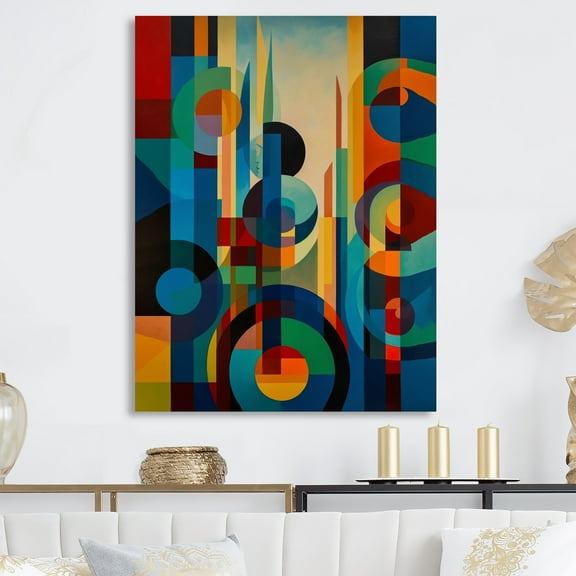Designart "Symmetrical Motion in Blue and Green" Modern Geometric Metal Wall Art Prints