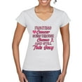 thumbnail image 1 of Wild Bobby, Fighting Cancer And Still Sexy, Breast Cancer Awareness, Women Standard V-Neck Tee, White, Medium, 1 of 5