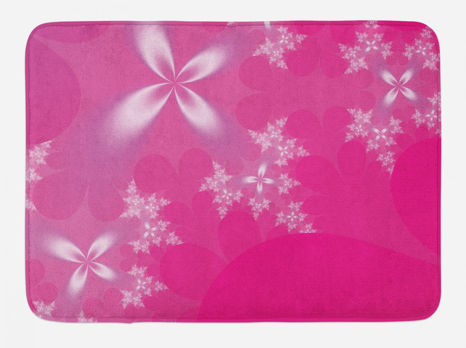 Hot Pink Bath Mat, Vibrant Floral Arrangement on an Abstract Hot Pink