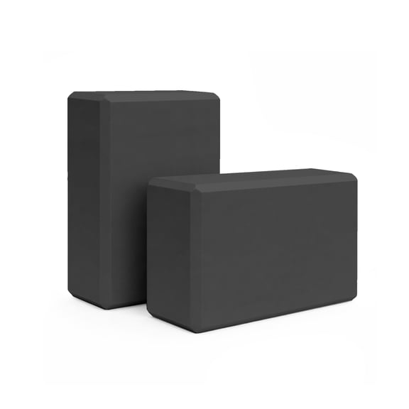 GOGO 2 Pack Black Yoga Blocks 9x6x3 Inch, High Density Foam Exercise Block for Meditation Balance Stretching