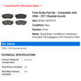 thumbnail image 2 of Front Brake Pad Set - Compatible with 2006 - 2011 Hyundai Accent 2007 2008 2009 2010, 2 of 2