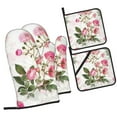 thumbnail image 2 of YFYANG Oven Mitts and Pot Holders Sets 4 Pieces, Non-Slip Heat Resistant Vintage Pink Flowers Kitchen Glove Pot Mat for Cooking and Baking, 2 of 8