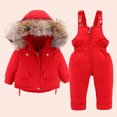 thumbnail image 2 of Winter Baby Girls and Boys Warm Ski Jackets Thickened Down Jacket Strap Pants Two-piece Suit, 2 of 4