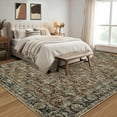 thumbnail image 4 of Garvee 8'x10' Vintage Area Rugs Washable Rugs, Non Slip Low Pile Rug Stain Resistant Contemporary Indoor Soft Carpet for Living Room Bedroom Dining Room, Red, 4 of 8