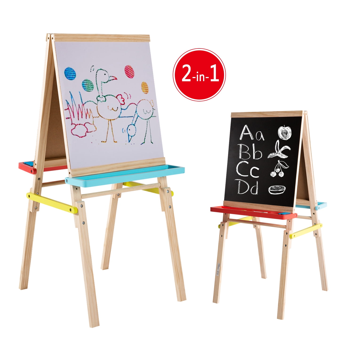 Kinbor 2in1 Kid Double Sided Standing Easel Standing Art Easel