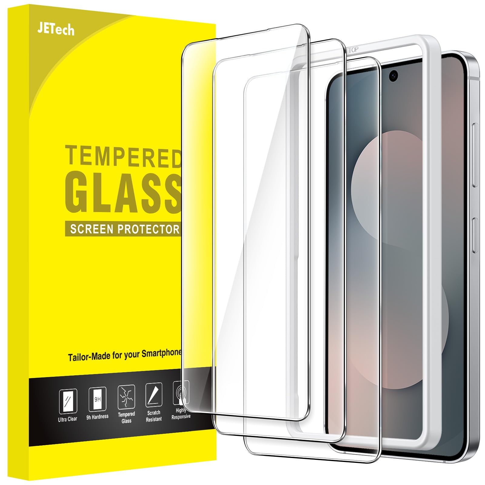 JETech Screen Protector for Samsung Galaxy S26 FE, 3-Pack| 9H Shatterproof Tempered Glass