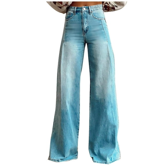 Lenpel Women's Wide Leg Jeans Baggy High Waisted Trendy Streetwear Jeans Loose Classic Casual Denim Pants