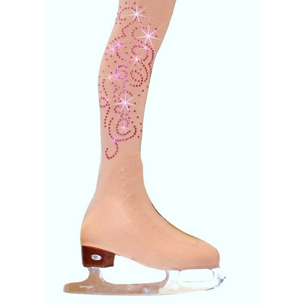 Girls/Women Over the Boot Ice Skating Tights with Pink Swirls