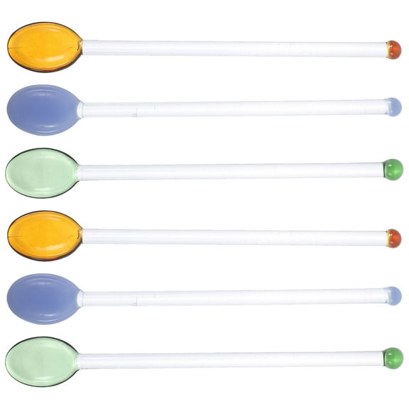 CIMAXIC 6Pcs Glass Cocktail Skewers for Drinks Assorted Color Professional Household Design