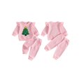 thumbnail image 2 of RUINIXCW Toddler Girl Christmas Outfit Ruffle Long Sleeve Striped Sweatshirt Pants, 2 of 8