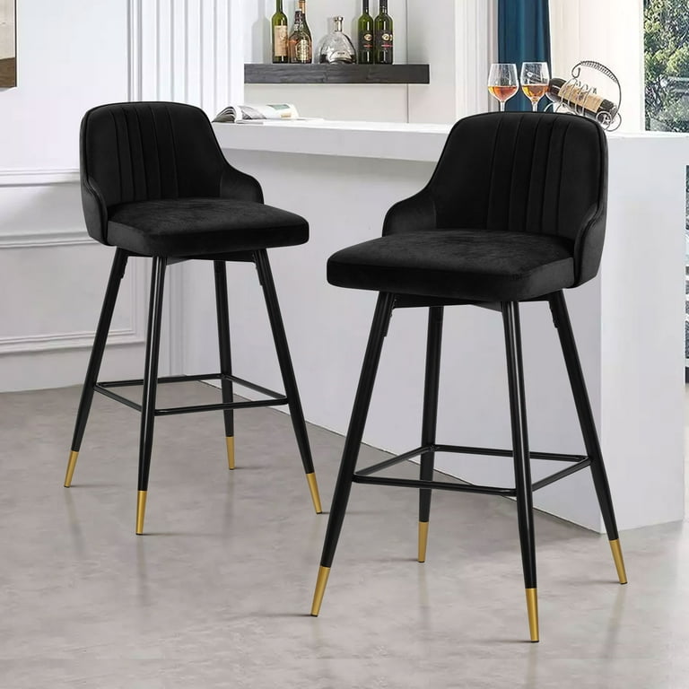 Swivel Bar Stool with Low Back Set of 2, 29 Inch Counter Bar