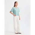 thumbnail image 3 of Basic Woven Round Neck Short Sleeve T-Shirt, 3 of 5