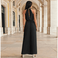 thumbnail image 5 of Women 2024 Summer Halter Neck Sleeveless Pleated High Waist Belted Dressy Wide Leg Pant One Piece Jumpsuits Romper, 5 of 5