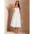 thumbnail image 7 of Elegant White Spaghetti Strap Fit & Flare Midi Dress For Party, Evening, Or Sophisticated Daywear, 7 of 7