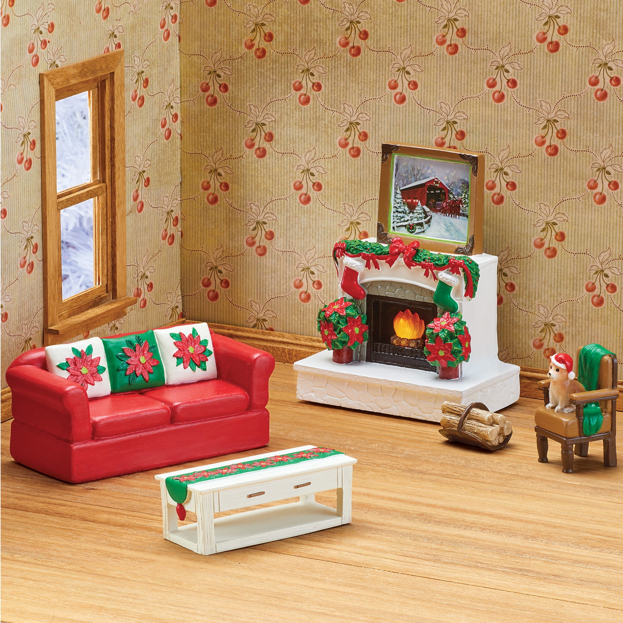 Christmas Miniature Living Room - Set of 5 - Holiday Collectibles for