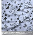 thumbnail image 1 of Soimoi Blue Velvet Fabric Star & Snowflakes Text Print Fabric by Yard 58 Inch Wide, 1 of 5