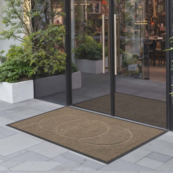 VEVOR Front Door Mat, 47 x 32 in Commercial Floor Mat for Indoor and Outdoor, Modern Stylish Carpet with TPE Backing, Heavy Duty Washable Entry Industrial Rug for Hallway, Balcony, Garage, Brown