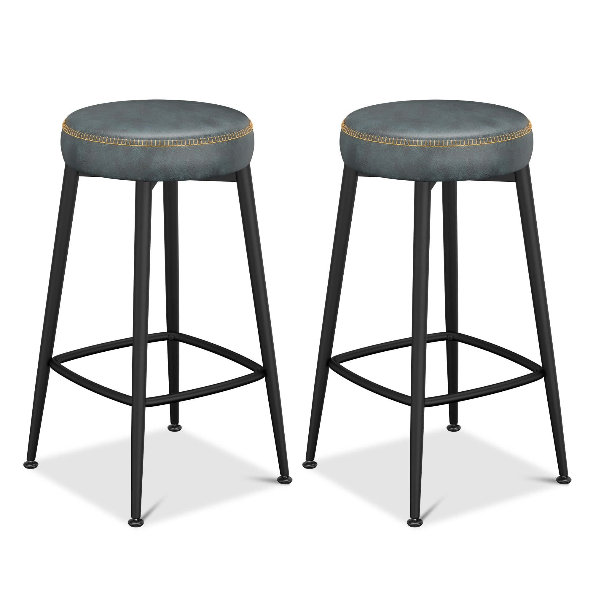 Bar Stools Set of 2, Counter Height Bar Stools, Kitchen Counter Stools, Mid-Century Modern Backless Counter Stools, 26.3-Inch Tall, Kitchen Island Home Bar