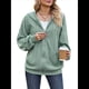 thumbnail image 2 of Sudadera con Capucha y Cremallera para Mujer, de Larga, Informal, de Gran Tamaño, con Bolsillos. Verde Oscuro L, 2 of 10