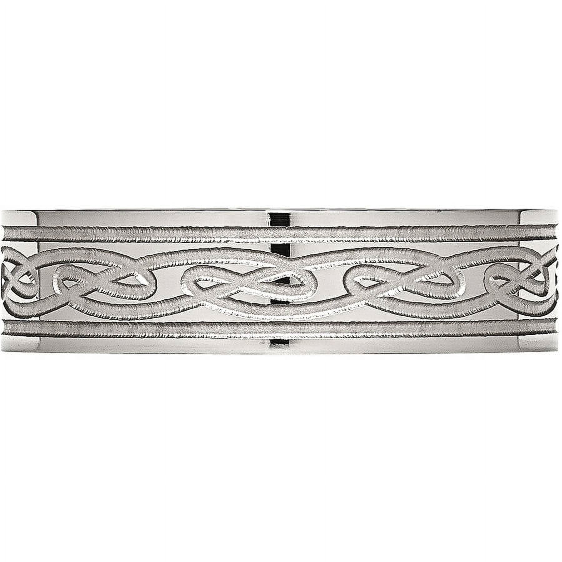 Primal Steel Stainless Steel Brushed Celtic Laser Etched 6mm Flat Band