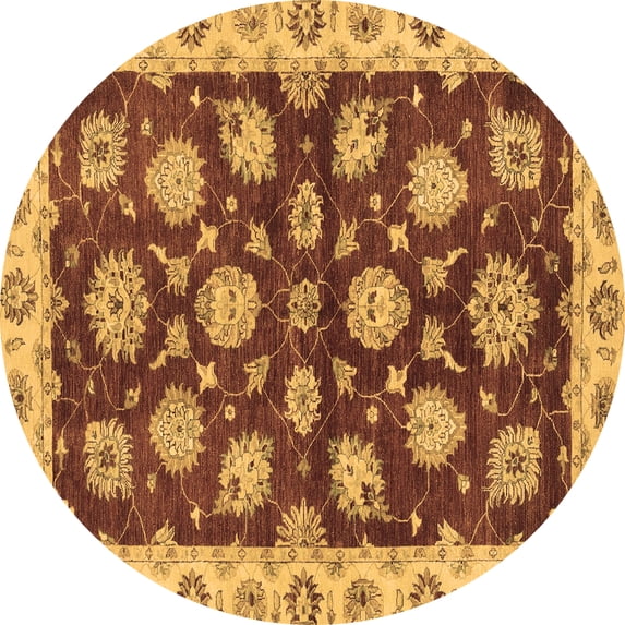 Ahgly Company Indoor Round Oriental Brown Traditional Area Rugs, 5' Round