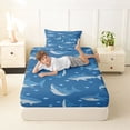 thumbnail image 4 of Feelyou Blue Ocean Shark Twin Sheet Sets for Kids Boys, Cartoon Marine Animal Bedding, 3 Pieces, 4 of 5