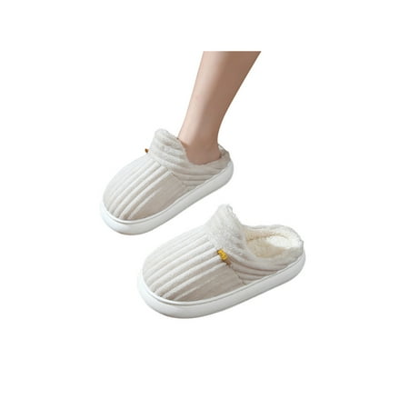 

Tenmix Mens Fuzzy Slipper Slip On House Shoes Fluffy Plush Slippers Winter Warm Clogs Bedroom Non-slip Comfort Home Shoe Beige 5.5-6
