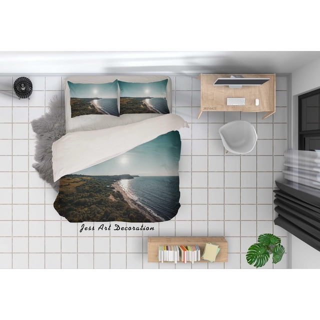 3D Sky Sun Beach Landscape Quilt Cover Set Bedding Set Duvet Cover Pillowcases