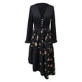 thumbnail image 5 of Women's Dresses Casual V-Nek Long Sleeve Dress Floral Print Vintage Midi Dress with Irregular Hem Black 2XL, 5 of 6