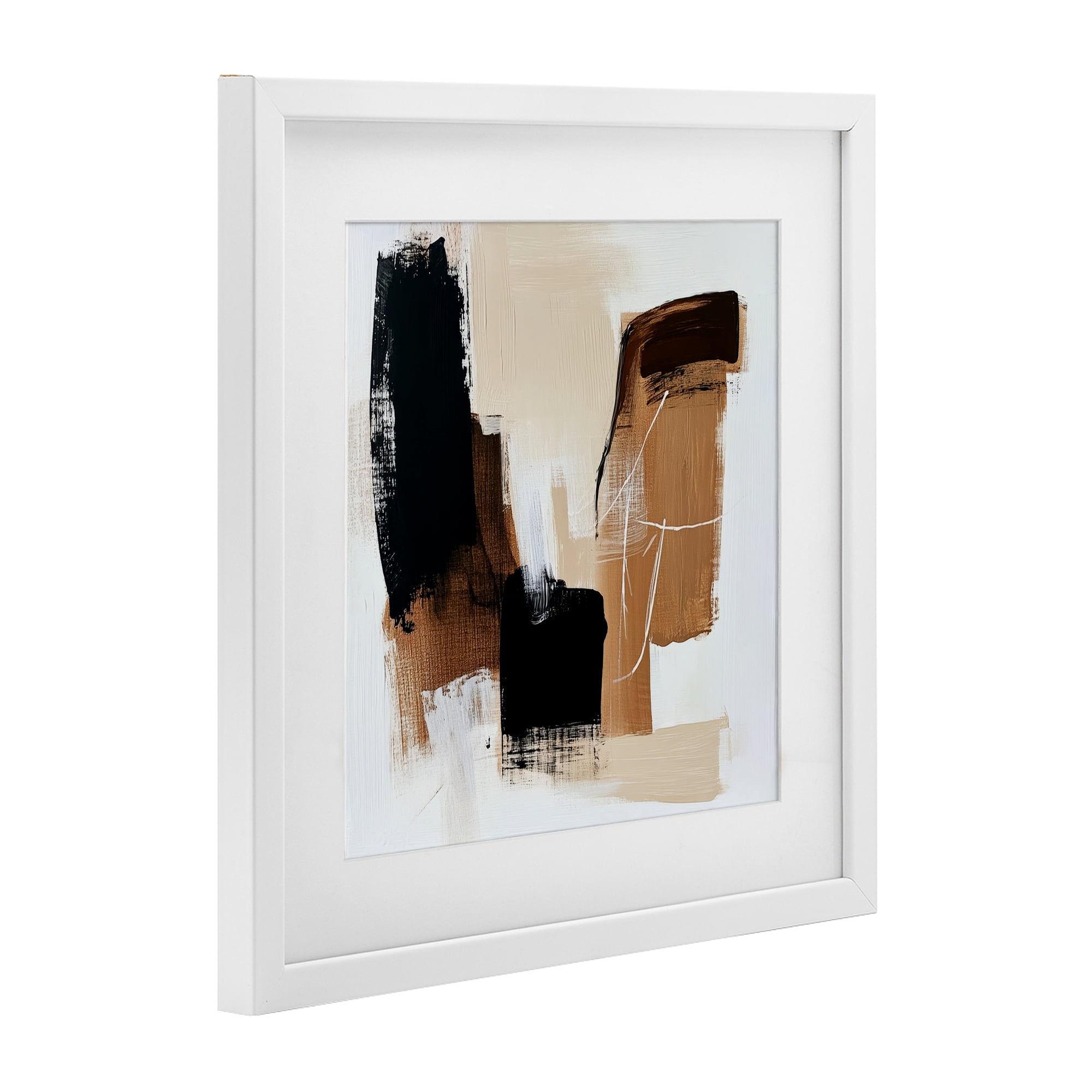 Stupell Industries Earthy Hues Neutral Balance White Framed Print Under Glass, design by Petal Prints Design