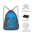 thumbnail image 5 of XMXT Waterproof Gym Bag, Aged Rose Skull Print Drawstring Backpack for Men, s Blue, 5 of 8