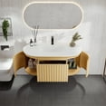 thumbnail image 5 of Eviva Haven 39"W x 22"D Oak Wall-mounted Bathroom Vanity with White Solid Surface Integrated Sink Top, 5 of 7