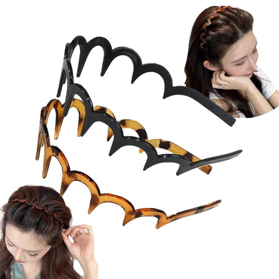 TUWAFE Wide Zig Zag Headbands for Women and Men,Plastic Wavy Hair Band with Teeth Comb,Hair Accessories for Face Washing Skin Care Makeup Hair Holder Everyday Use