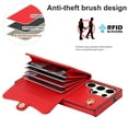 thumbnail image 5 of SaniMore Case for Samsung Galaxy S24 Ultra 2024, RFID Blocking Card Slots Crossbody/Wrist Strap Wear-resistant PU Leather Skin Shockproof Anti-drop TPU Shell for Girls Women, Red, 5 of 9