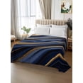thumbnail image 2 of Marble Queen Size Flat Sheet, Wrinkleproof & Fadeproof Cooling Flat Bed Sheet Only, Navy Blue Modern Abstract Gold Gradual Art Breathable Soft Bedding Top Sheets 90 x 102 Inches, 2 of 8
