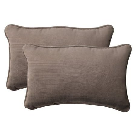Pillow Perfect Outdoor Forsyth Corded Rectangular Throw Pillow Taupe Set of 2