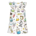 thumbnail image 7 of FYDUU Summer Dresses for Girls Flutter Sleeve Cartoon Print Casual Dress Soft A-Line Sundress for Toddler Kids Back To School Party Wear 5-6 Years, 7 of 7