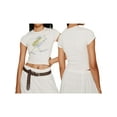 thumbnail image 3 of Michellecmm Women's Crew Neck Cropped Tops Short Sleeve Fruit/Frog Print Slim Fit Baby Tees Streetwear, 3 of 8