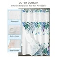 thumbnail image 2 of No Hook Cloth Fabric Shower Curtain with Snap in Liner, Green Leaf Waterproof Shower Curtains Set with See Through Top Window, Country Blue Purple Botanical Plant Fruits Bath Curtains Shower 36"x72", 2 of 6