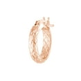 thumbnail image 3 of 14kt Rose Gold Women's 3x15mm Diamond Cut Hoop Earrings With Snap Bar Closure, 3 of 4