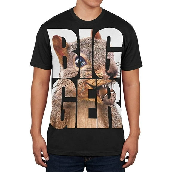 Size Does Matter Squirrel Nuts Funny Black Adult Soft T-Shirt - 2X-Large