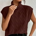 thumbnail image 4 of GigrtiJin Sweater Vest for Women Solid Color Cable Knitted Turtleneck Sleeveless Thermal Tunic Tops, 4 of 7