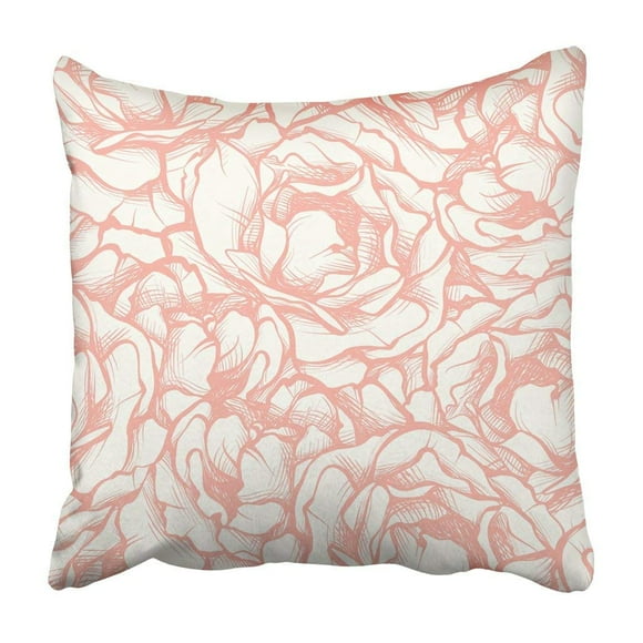 BOSDECO Modern Floral With Sketch Roses Elegant Pattern Trend Color Quartz Flower Retro Blossom Pillowcase Cover 18x18 inch