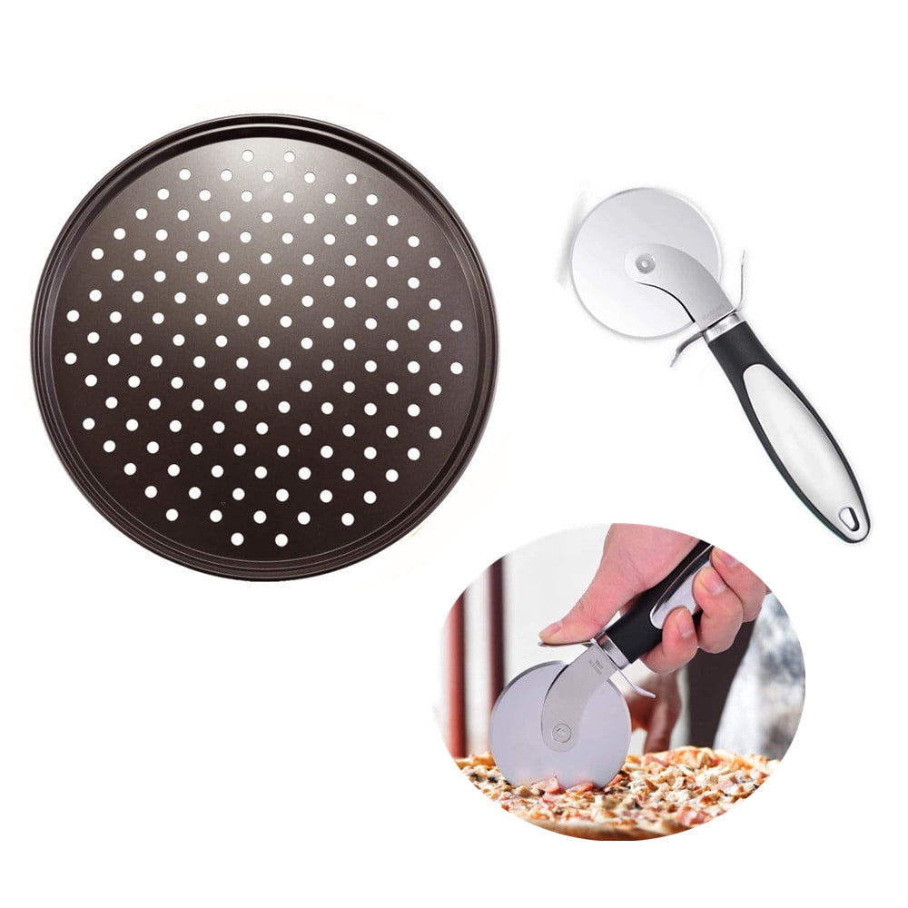 Pizza Pan Set, Pizza Pan 12 inch, Carbon Steel Pizza Pan with Holes