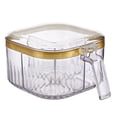 thumbnail image 1 of Caja de condimentos de 4 compartimentos con tapa, contenedor de caja de almacenamiento de condimentos transparente, caja de condimentos con tapa y cucharas para servir, 1 of 6