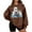 Coffee, variant on Crew Neck Sweatshirts Wome Christmas Santa Claus Print Plush Shirt Long Sleeve Pullover Loose Tops