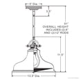 thumbnail image 5 of Urban Ambiance Luxury Industrial Indoor Hanging Pendant Light, Medium Size: 11.5"H x 13.5"W, with Americana Style Elements, Nostalgic Design, Oil Rubbed Parisian Bronze Finish and Steel Shade, UQL2288, 5 of 6