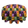 thumbnail image 4 of Halloween Patchwork Icons Pattern Round Tablecloth 60"x60",Wrinkle Wipeable Table Cloth for Kitchen Dining Room Picnic Patio Party, 4 of 6